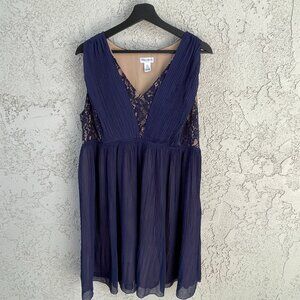 Motherhood Maternity Navy Blue Lace Midi Empire Waist Dress Wedding Shower S